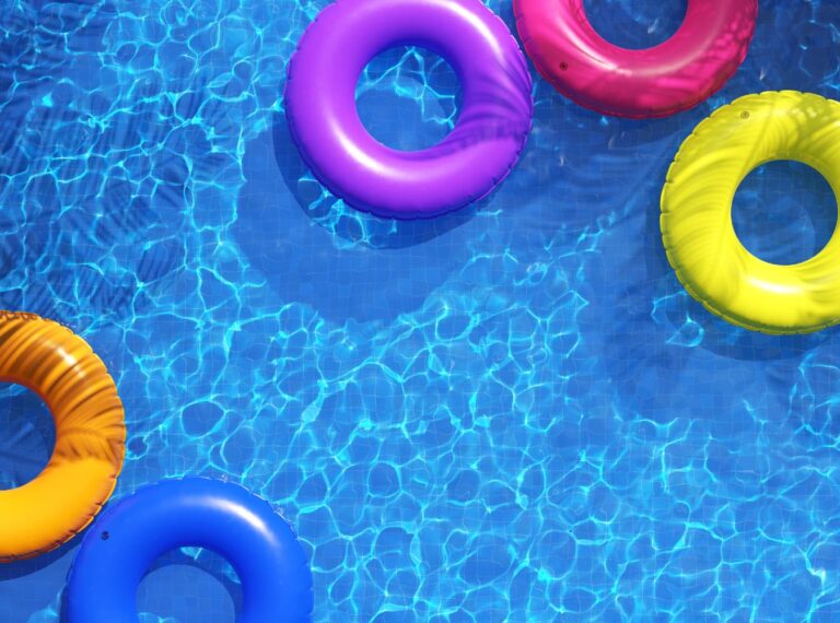 swimming pool with rafts