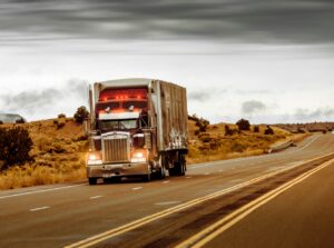 Truck speeding on a highway