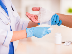 doctor treating a burn